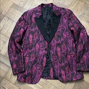 Topman Vibrant Patterned Blazer in Pink and Black